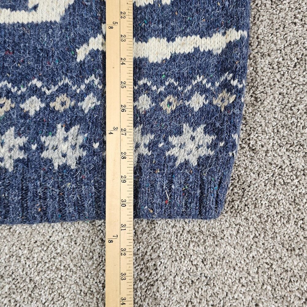Vintage Polar Bear Sweater Mens Large Wool Blend Mock Neck 80s 90s Pullover Rib - Picture 8 of 9